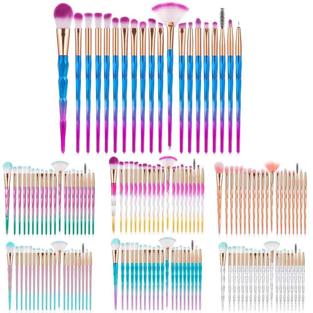 20 sets of diamond transparent handle eye shadow makeup brush multifunctional eye makeup tool