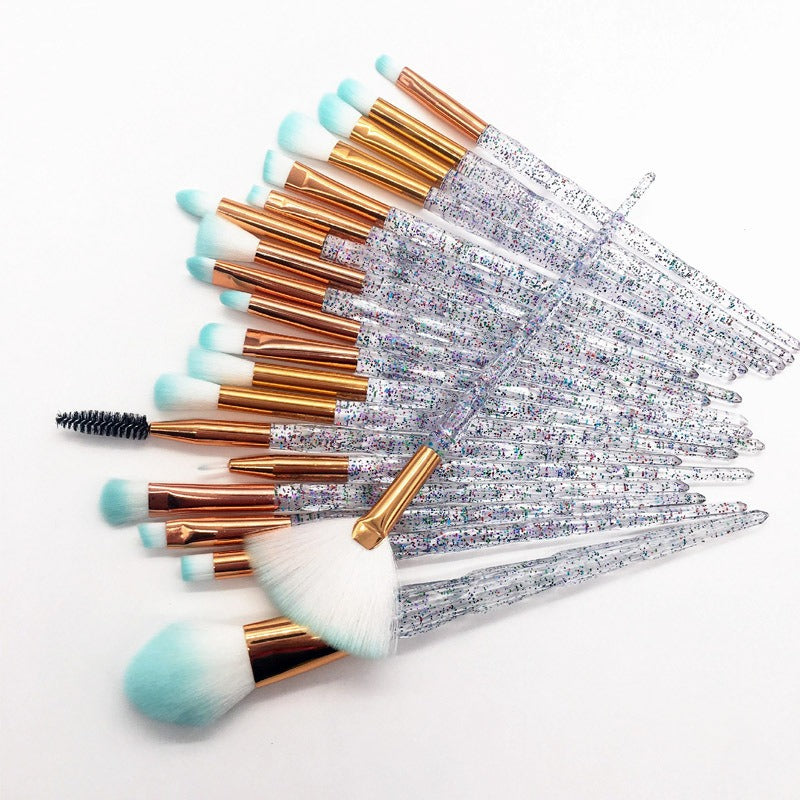 20 sets of diamond transparent handle eye shadow makeup brush multifunctional eye makeup tool