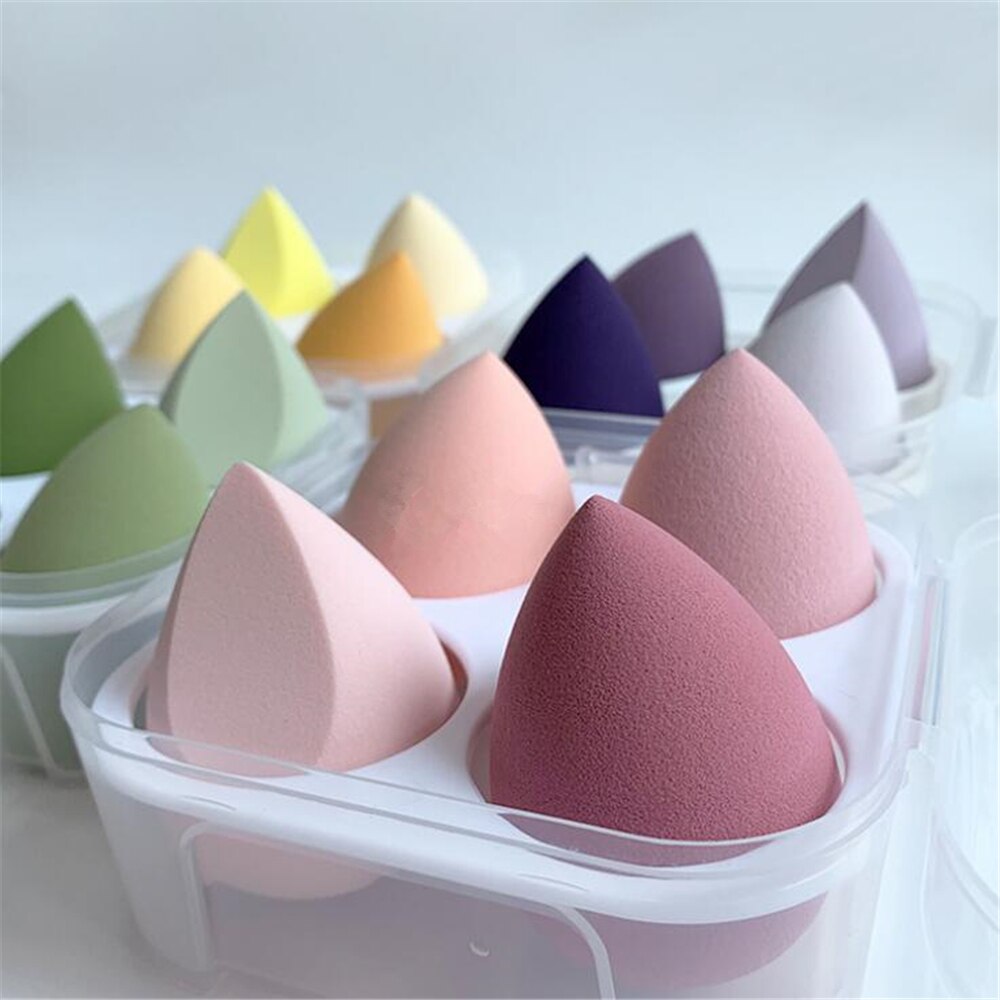 4pcs Makeup Blender Cosmetic Puff Makeup Sponge with Storage Box Foundation Powder Sponge Beauty Tools